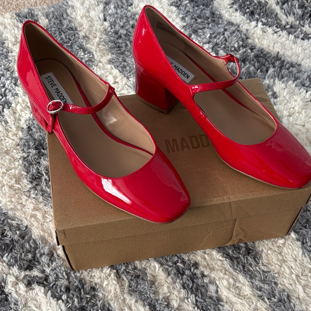 Steve Madden Shiny Red Mary Jane Heels